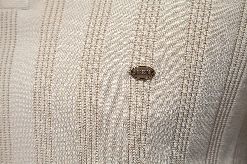Strets & Hill Summer Ribbed Knit Polo Shirt for Men