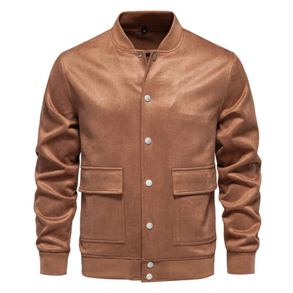 Strets & Hill Men's Suede Bomber Jacket for Casual Style