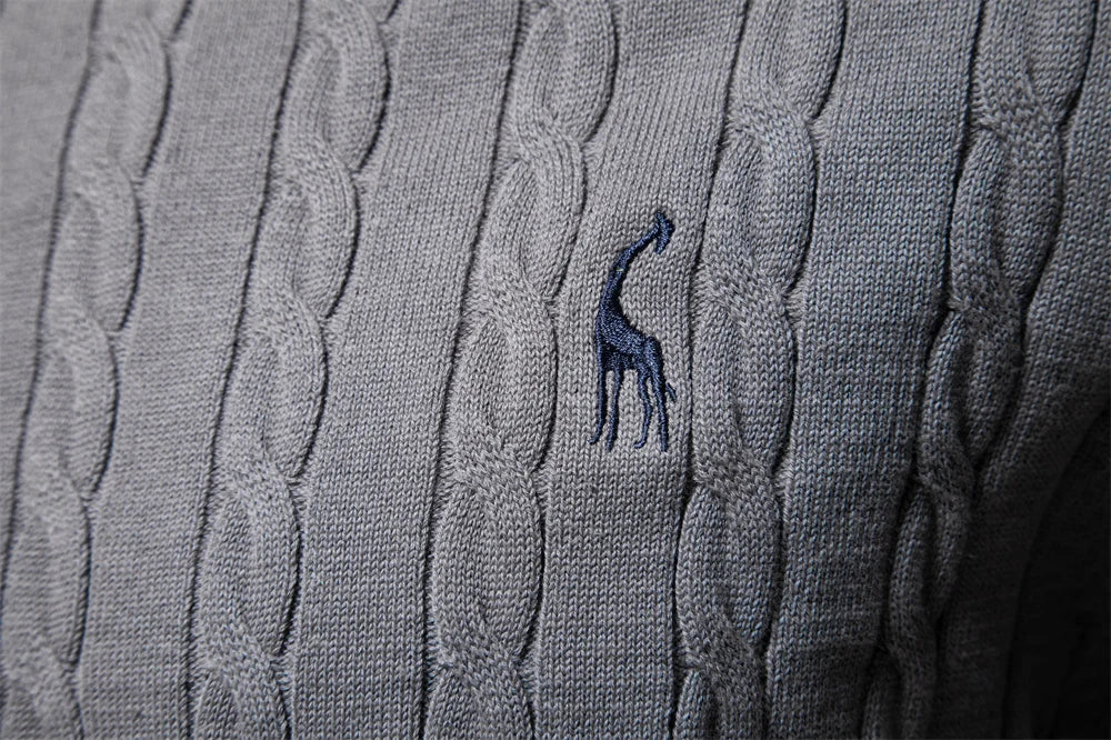Strets & Hill Giraffe Knitted Sweater for Men, Cozy Style