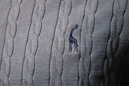 Strets & Hill Giraffe Knitted Sweater for Men, Cozy Style