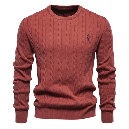 Strets & Hill Giraffe Knitted Sweater for Men, Cozy Style