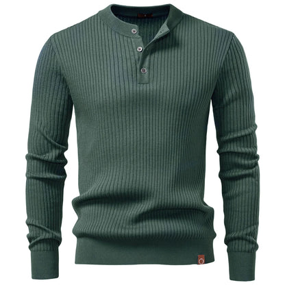 Long Sleeve Button Placket Polo Shirt Men