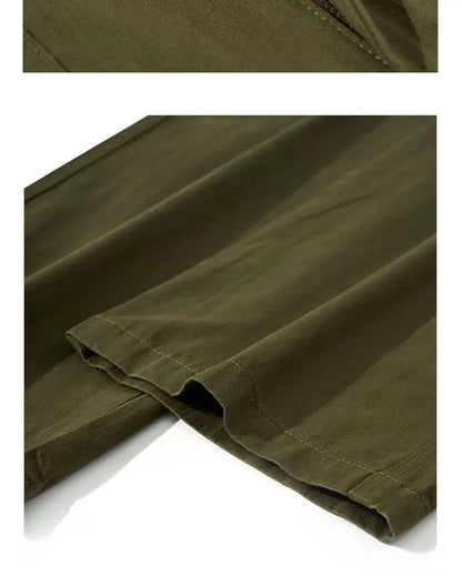 American Retro Army Green Overalls Casual Pants