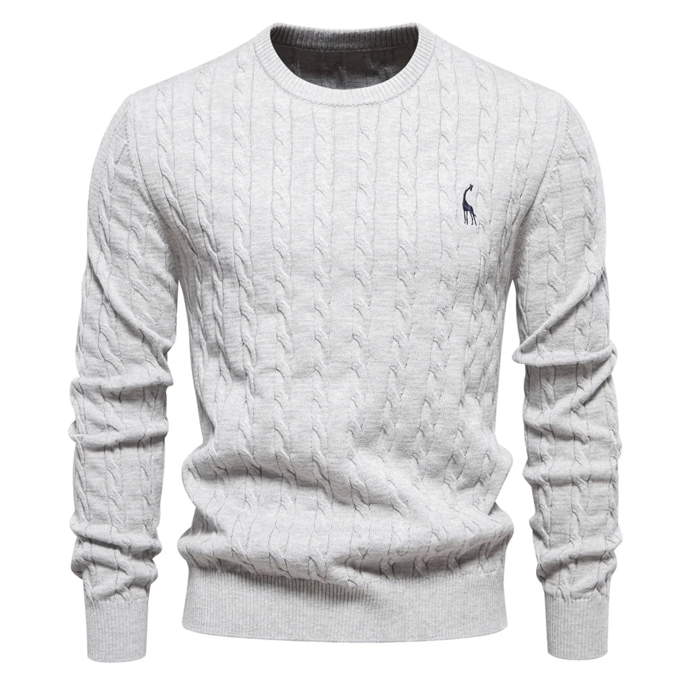 Strets & Hill Giraffe Knitted Sweater for Men, Cozy Style