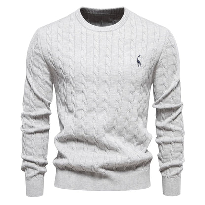 Strets & Hill Giraffe Knitted Sweater for Men, Cozy Style