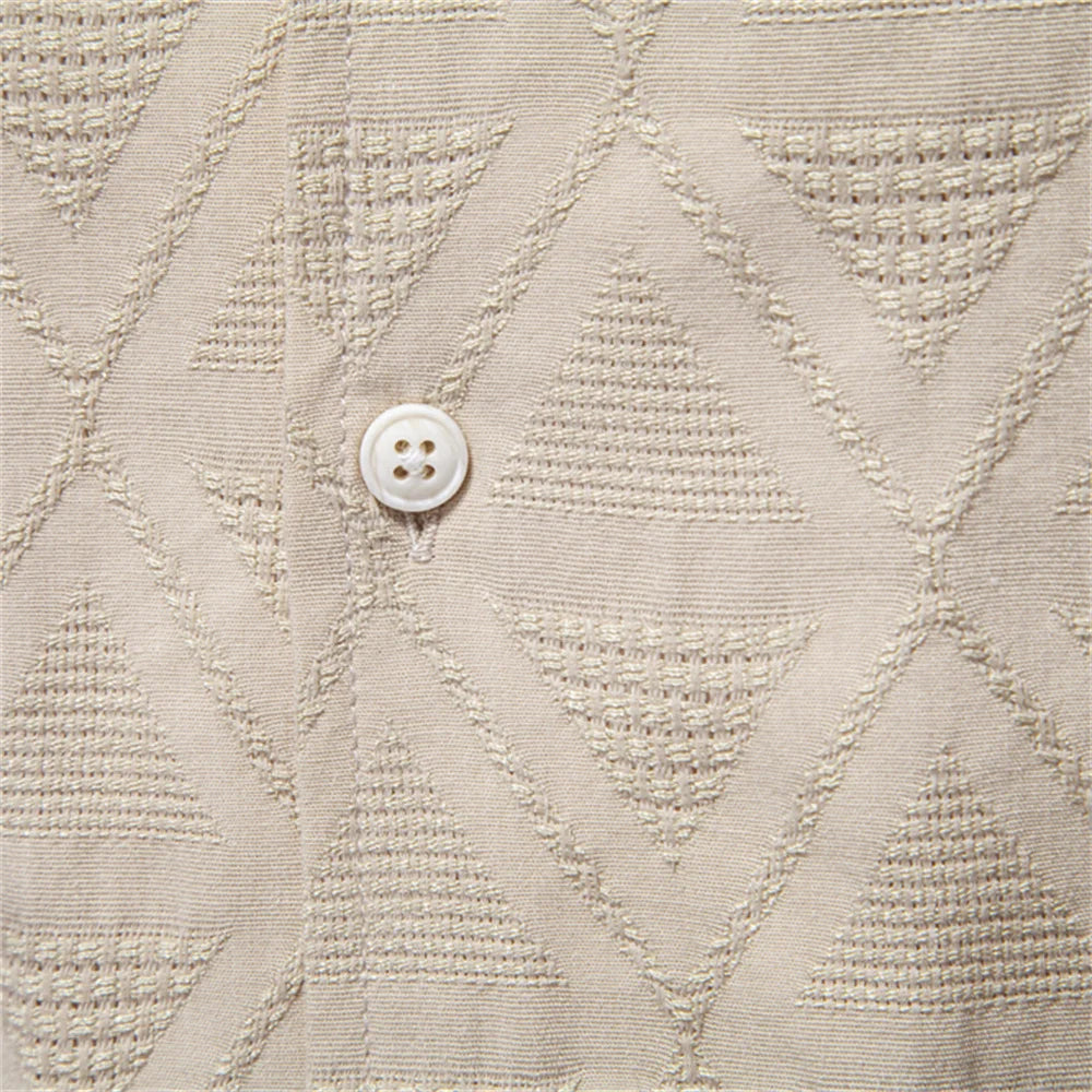 ストレッツ＆ヒル メンズ カジュアル コットン ジャカード サマーシャツ