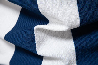 Breathable Striped Contrast Panel Polo Shirt