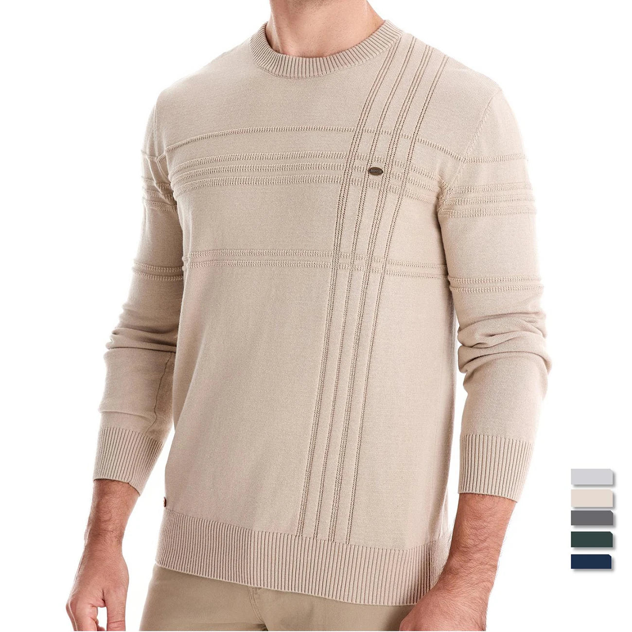 Strets & Hill Men's Knitted Crewneck Sweater for Warmth