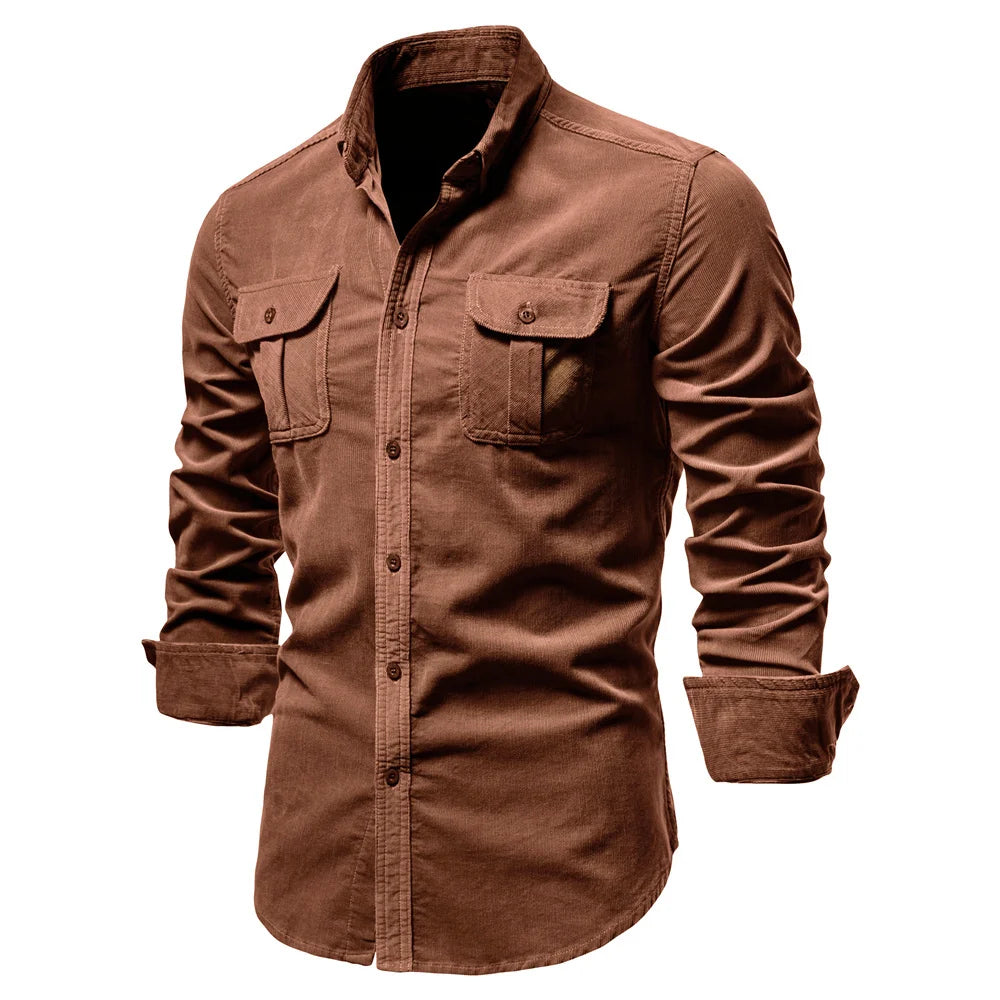 Strets & Hill Slim Fit Cotton Corduroy Men’s Shirt for Fall