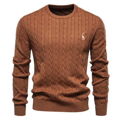 Strets & Hill Giraffe Knitted Sweater for Men, Cozy Style