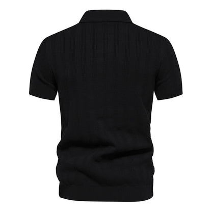 Strets & Hill Summer Ribbed Knit Polo Shirt for Men