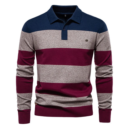 Strets & Hill Men's Cotton Button-Up Polo Sweater Knit Top