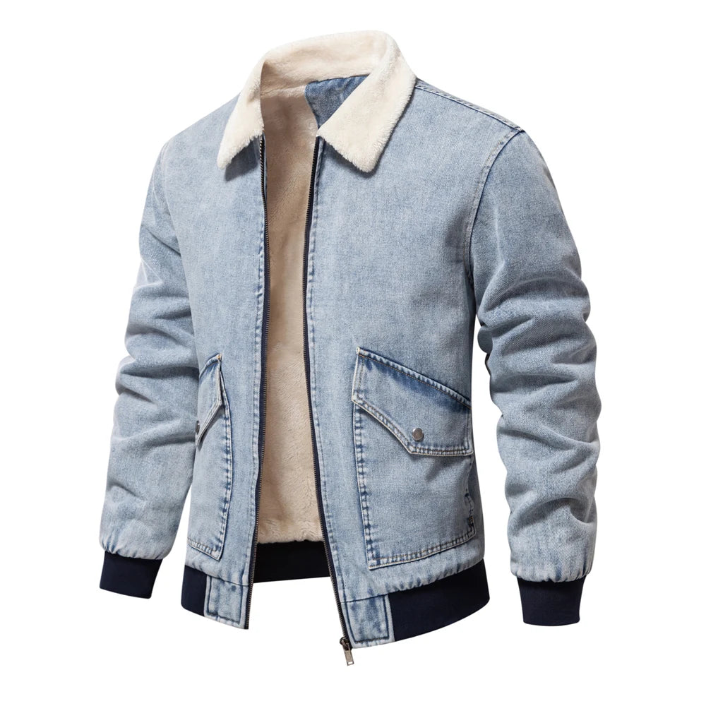 Autumn Winter Fur Collar Denim Jacket