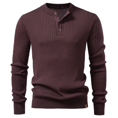 Long Sleeve Button Placket Polo Shirt Men