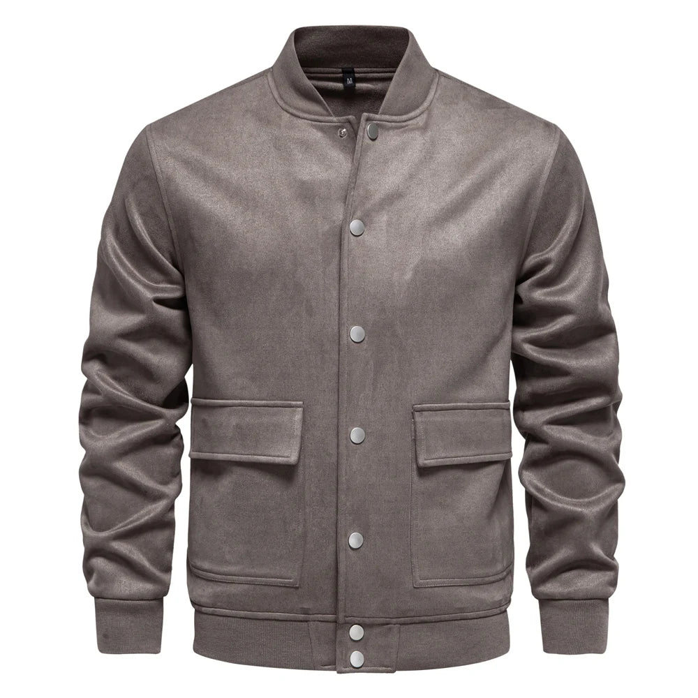 Strets & Hill Men's Suede Bomber Jacket for Casual Style