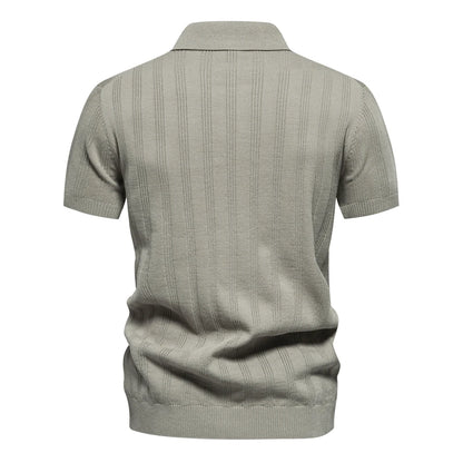 Strets & Hill Summer Ribbed Knit Polo Shirt for Men