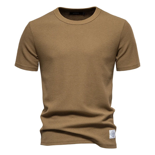 Solid Color Waffle T-shirt for Men