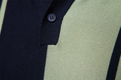 Classic Striped Mesh Polo Shirt