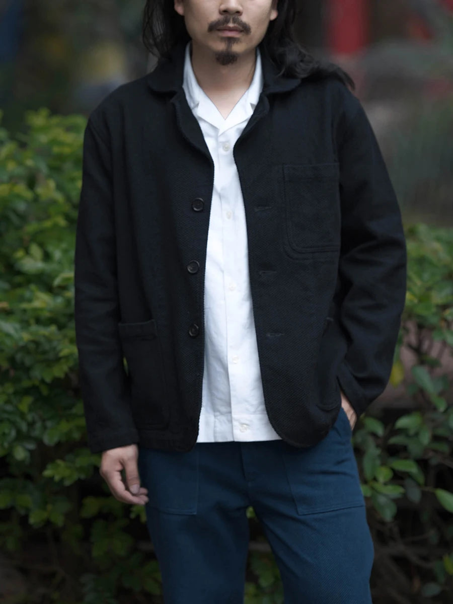 Autumn And Winter Plant Dyed Cotton Retro Ink-Dyed Suit Jacket