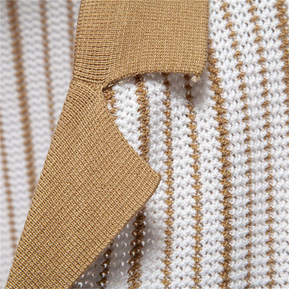 Striped Mesh Polo Shirt