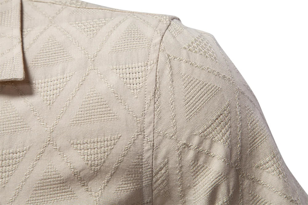 ストレッツ＆ヒル メンズ カジュアル コットン ジャカード サマーシャツ