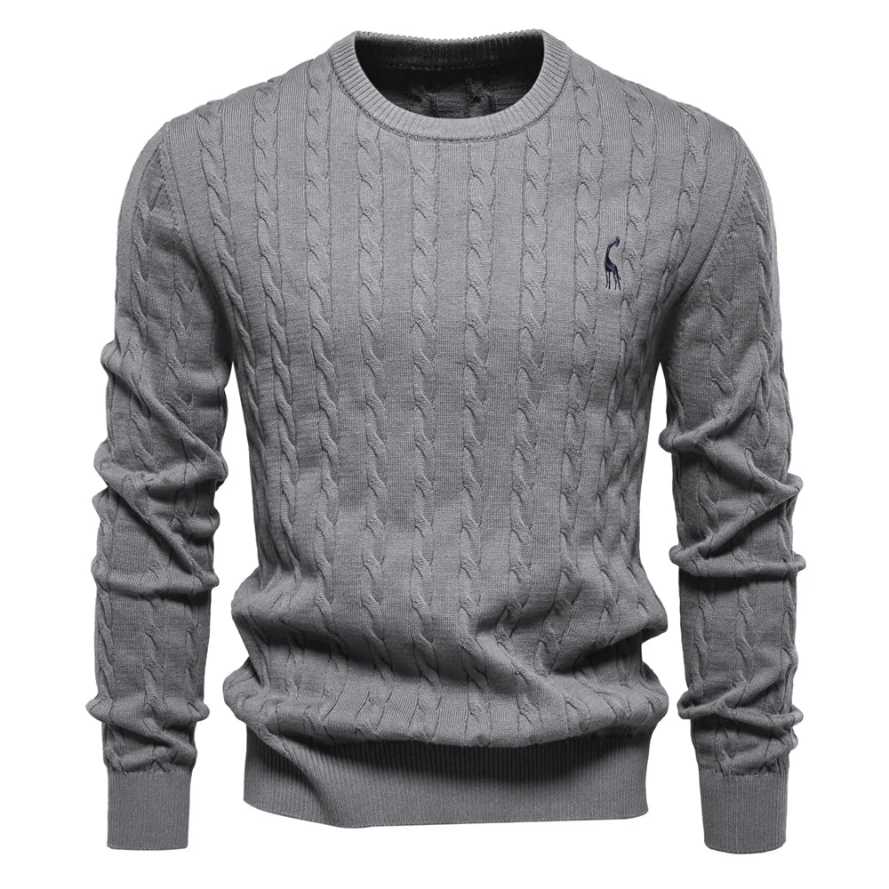 Strets & Hill Giraffe Knitted Sweater for Men, Cozy Style