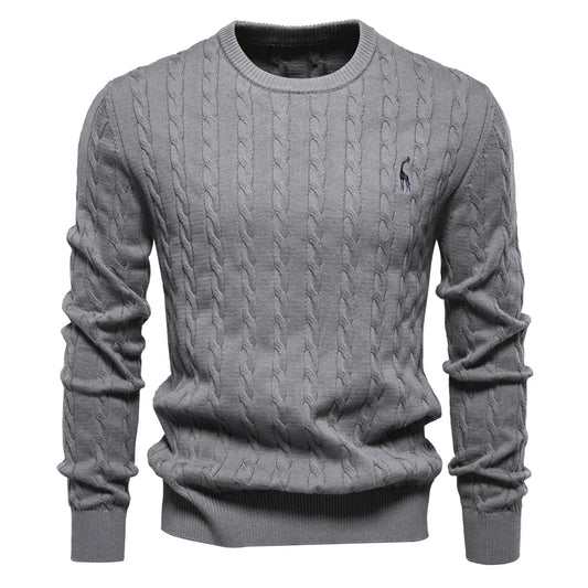 Strets & Hill Giraffe Knitted Sweater for Men, Cozy Style
