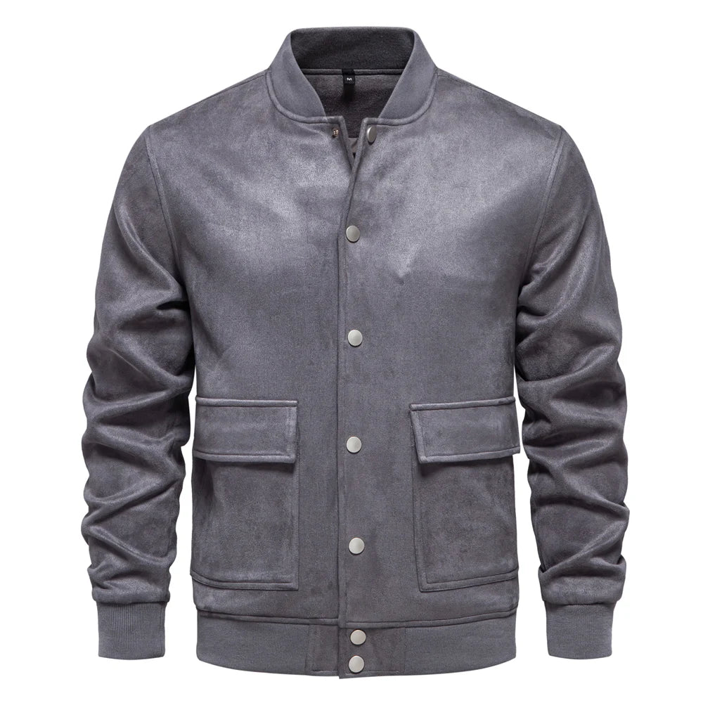Strets & Hill Men's Suede Bomber Jacket for Casual Style