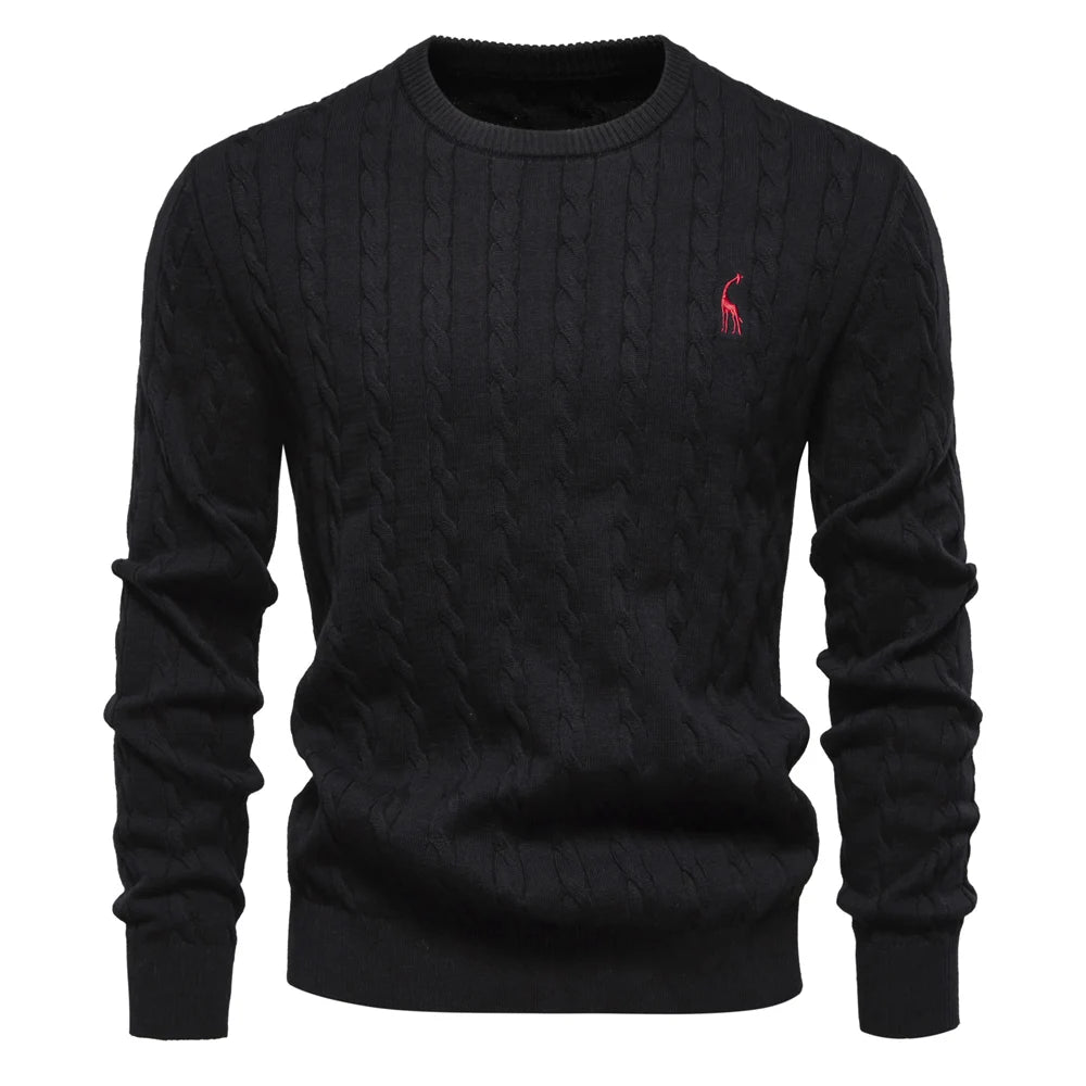 Strets & Hill Giraffe Knitted Sweater for Men, Cozy Style