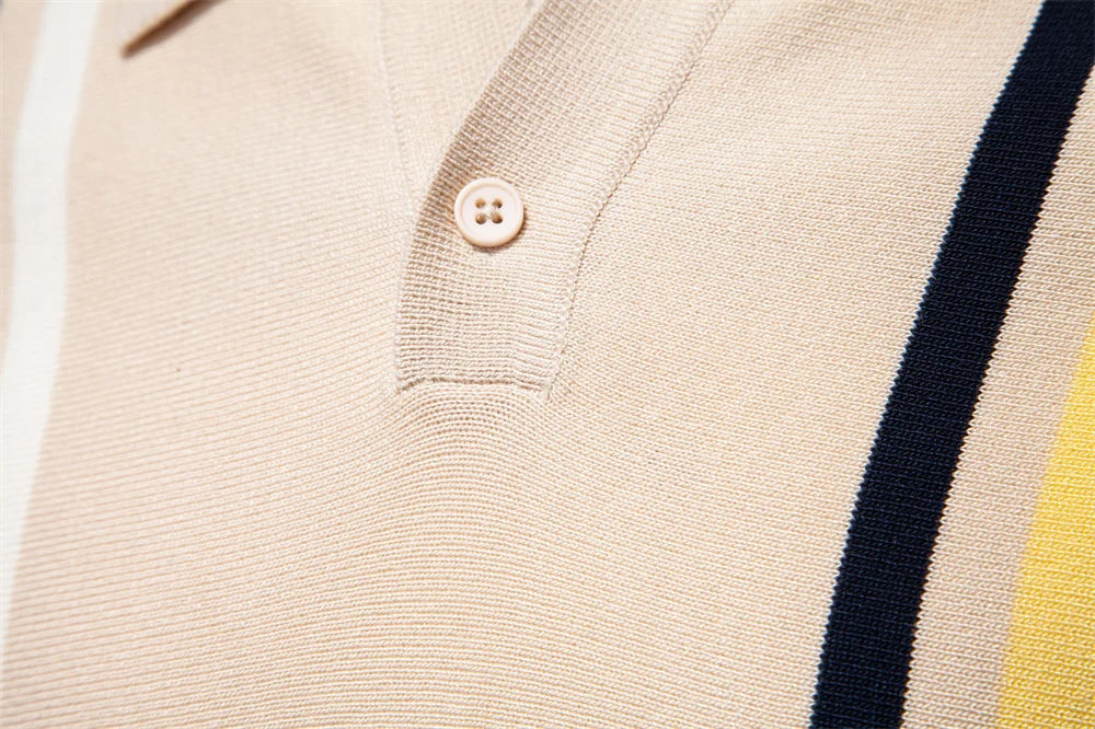 Strets & Hill Men's Lightweight Striped Polo Shirt for Summer