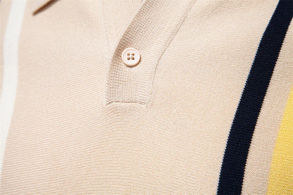 Strets & Hill Men's Lightweight Striped Polo Shirt for Summer