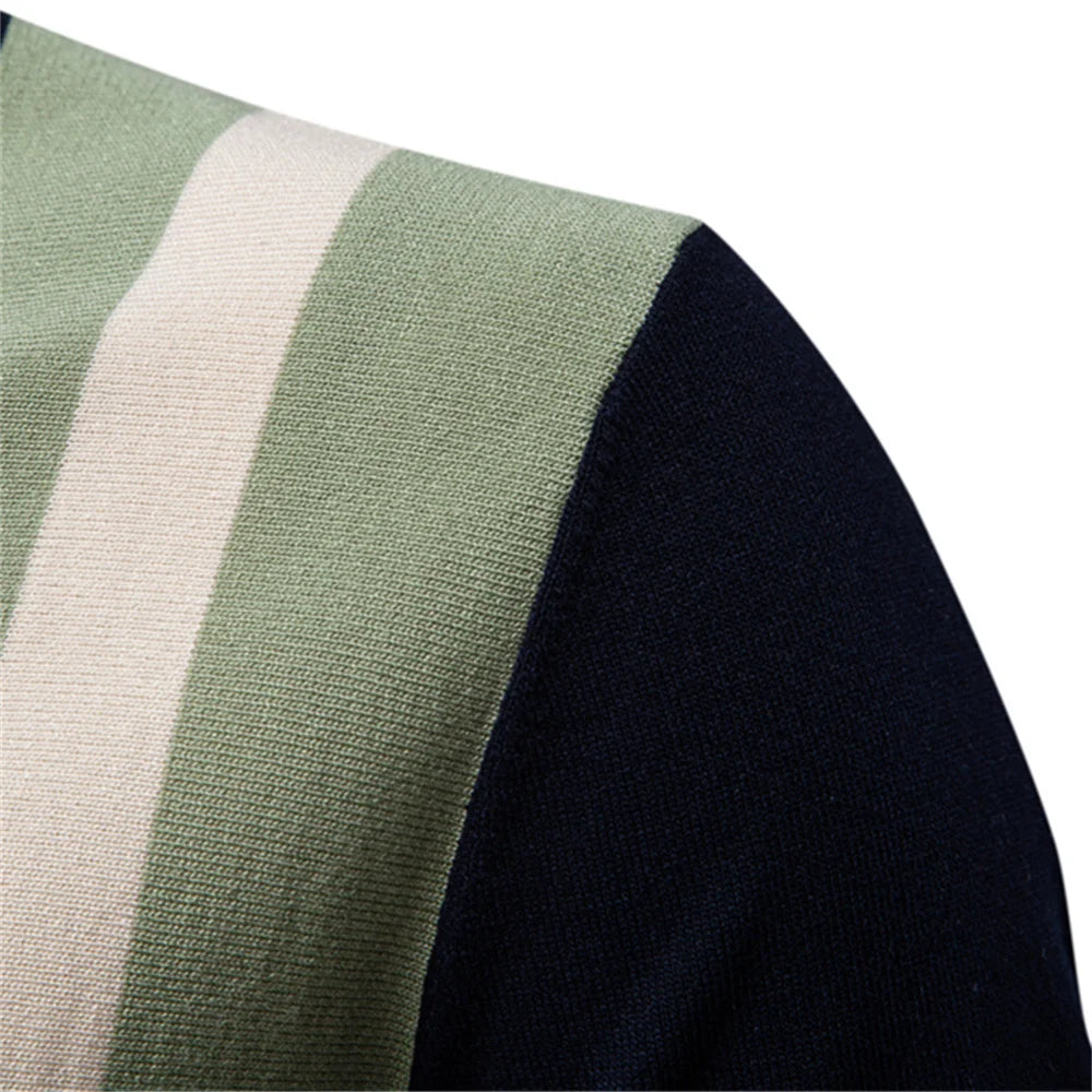 Classic Striped Mesh Polo Shirt