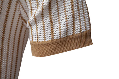 Striped Mesh Polo Shirt