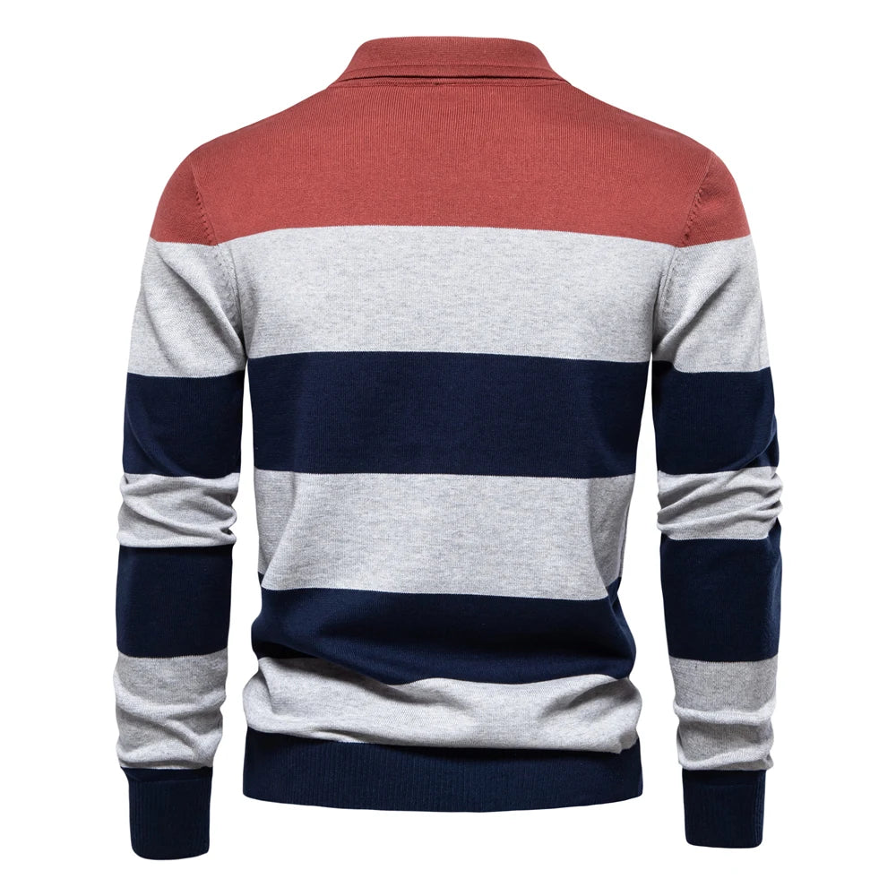 Strets & Hill Men's Cotton Button-Up Polo Sweater Knit Top
