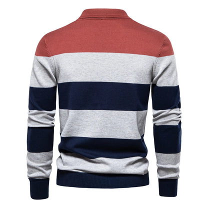 Strets & Hill Men's Cotton Button-Up Polo Sweater Knit Top