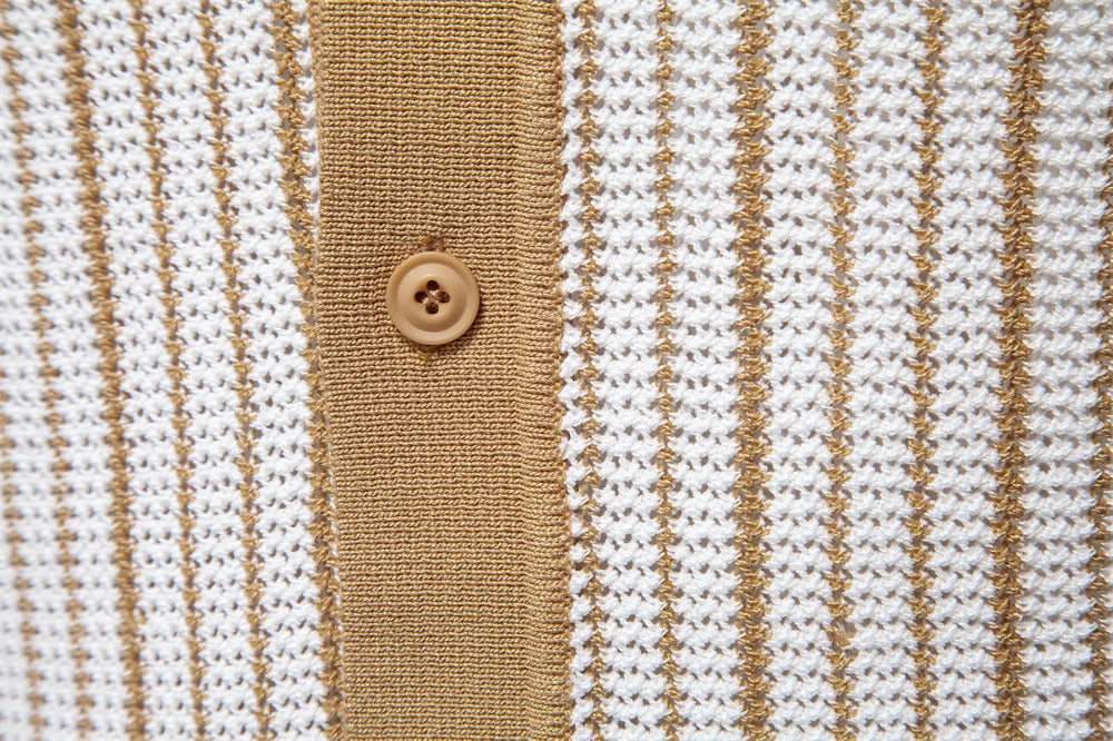 Striped Mesh Polo Shirt