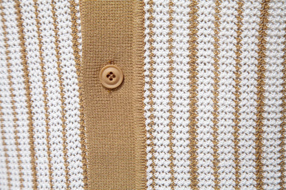 Striped Mesh Polo Shirt