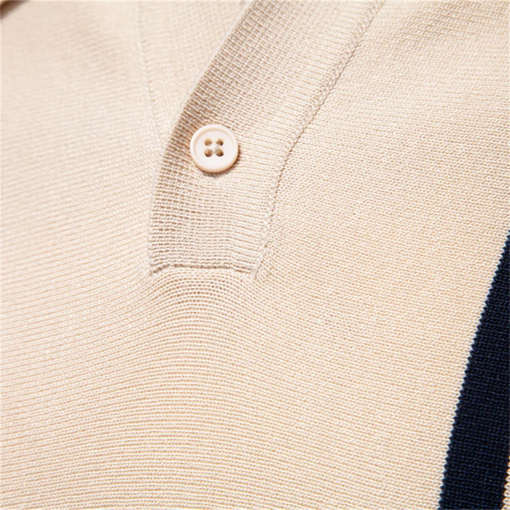 Strets & Hill Men's Lightweight Striped Polo Shirt for Summer