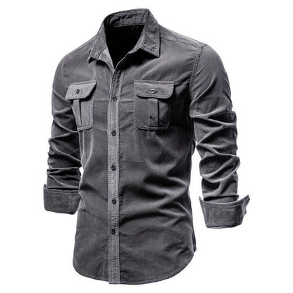 Strets & Hill Slim Fit Cotton Corduroy Men’s Shirt for Fall