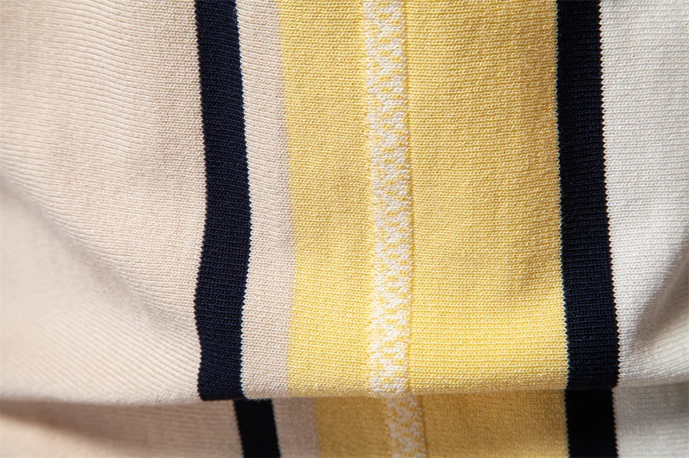 Strets & Hill Men's Lightweight Striped Polo Shirt for Summer