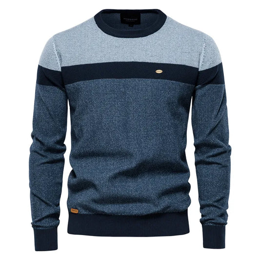 Strets & Hill Casual Spliced Cotton Pullover Sweater for Men