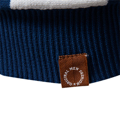 Breathable Striped Contrast Panel Polo Shirt