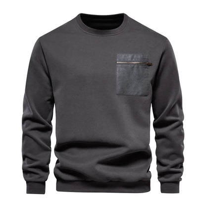 Strets & Hill Cotton Zip Pocket Sweatshirt for Men