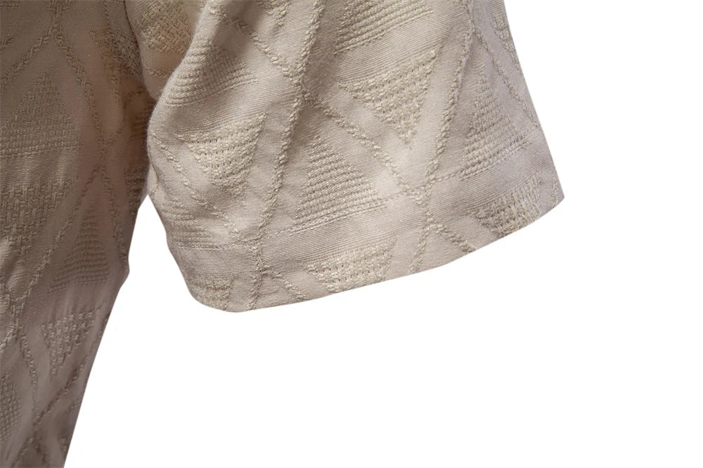 ストレッツ＆ヒル メンズ カジュアル コットン ジャカード サマーシャツ