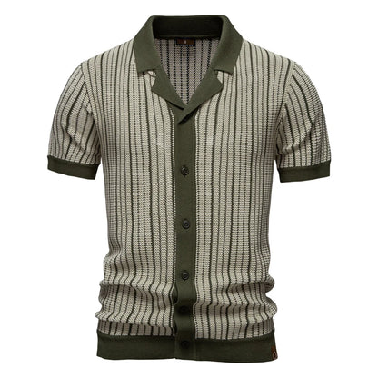 Striped Mesh Polo Shirt