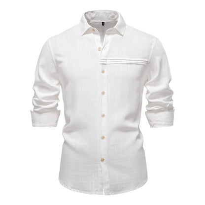 Strets & Hill Men's Casual Linen Long Sleeve Button-Down Shirt