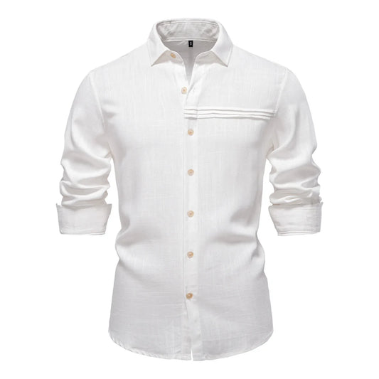 Strets & Hill Men's Casual Linen Long Sleeve Button-Down Shirt