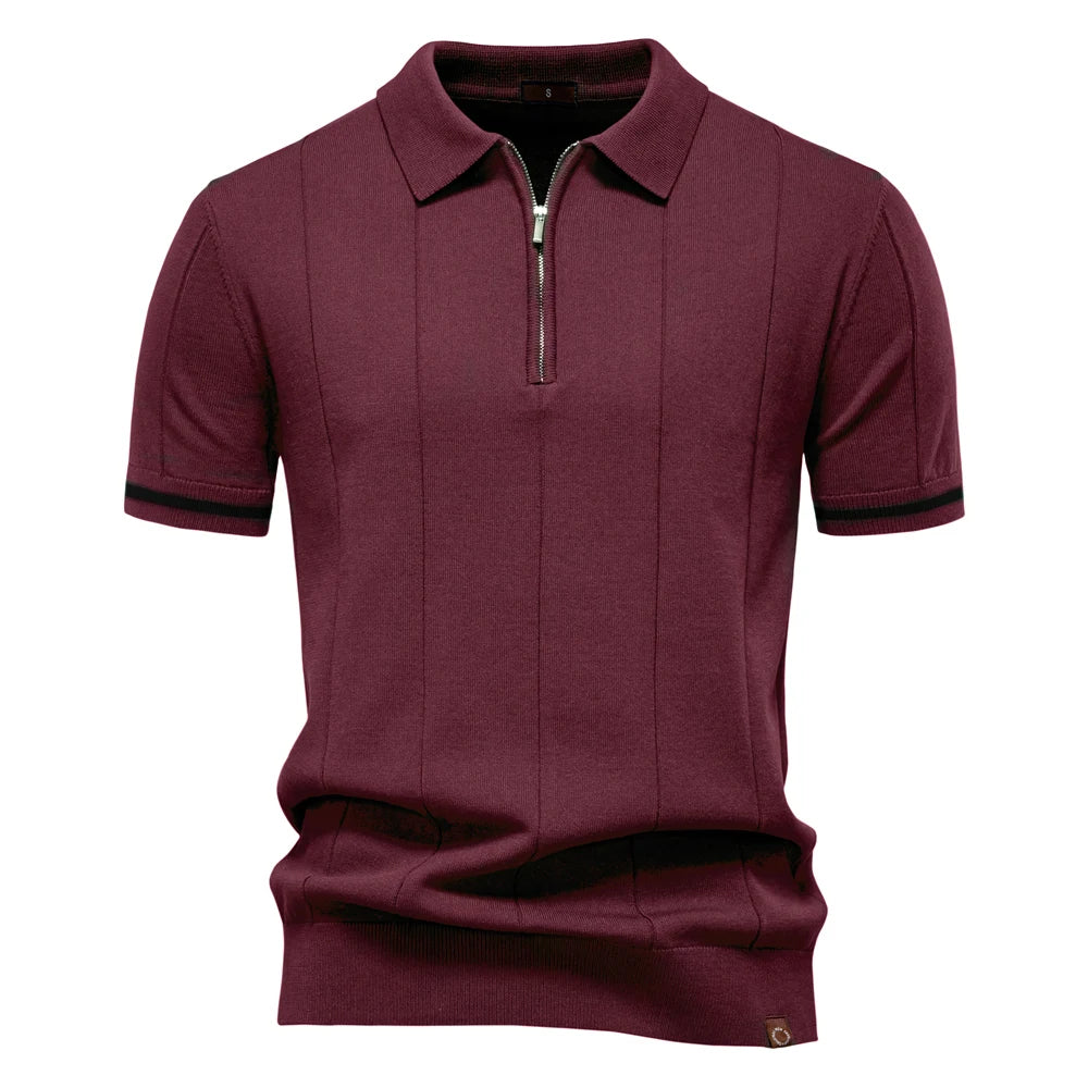 Slim Fit Zipper Polo Shirt