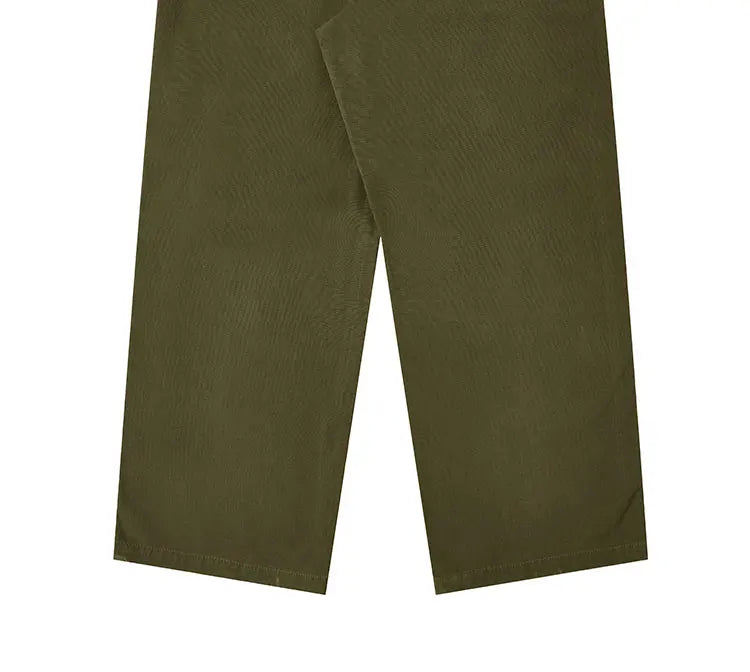 American Retro Army Green Overalls Casual Pants