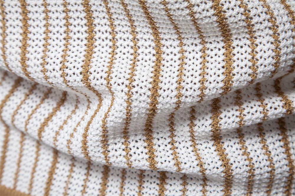 Striped Mesh Polo Shirt